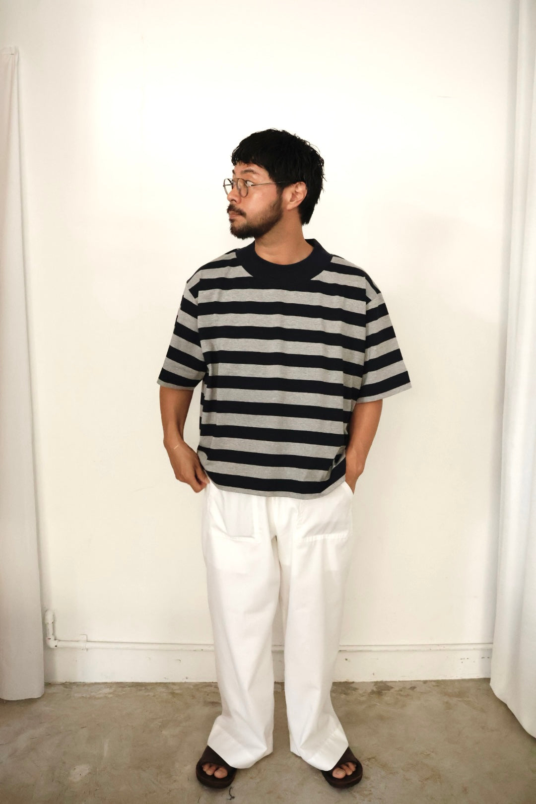 26SS【KOOKY ZOO 】JUVENILE BORDER TEE  (NAVY × GRAY)