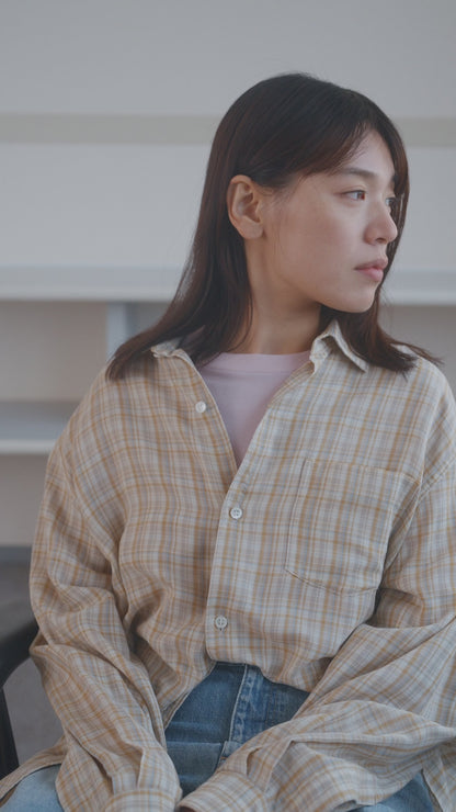awasa / Super 100's ウール Tシャツ "navy × dark gray"